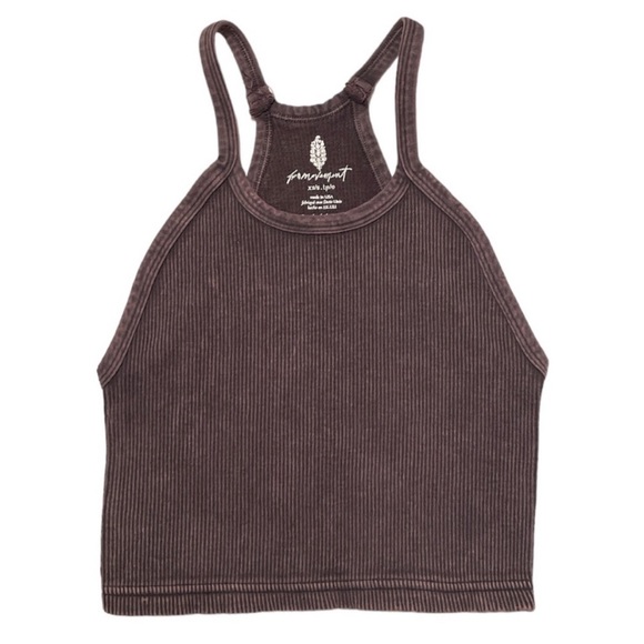 Free people Happiness Runs Crop Tank 2 PACK SET washed black grey XS/S - Picture 3 of 4